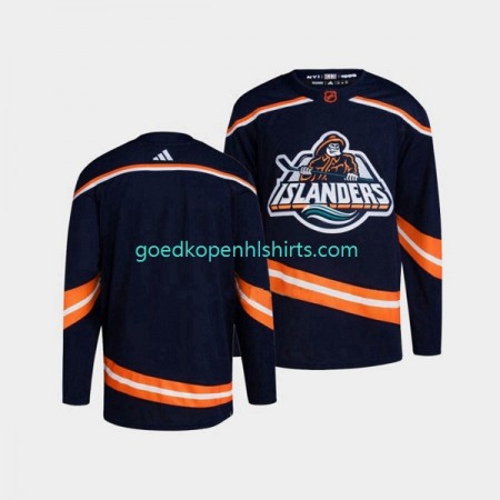 New York Islanders Blank Adidas 2022-2023 Reverse Retro Marine Authentic Shirt - Mannen